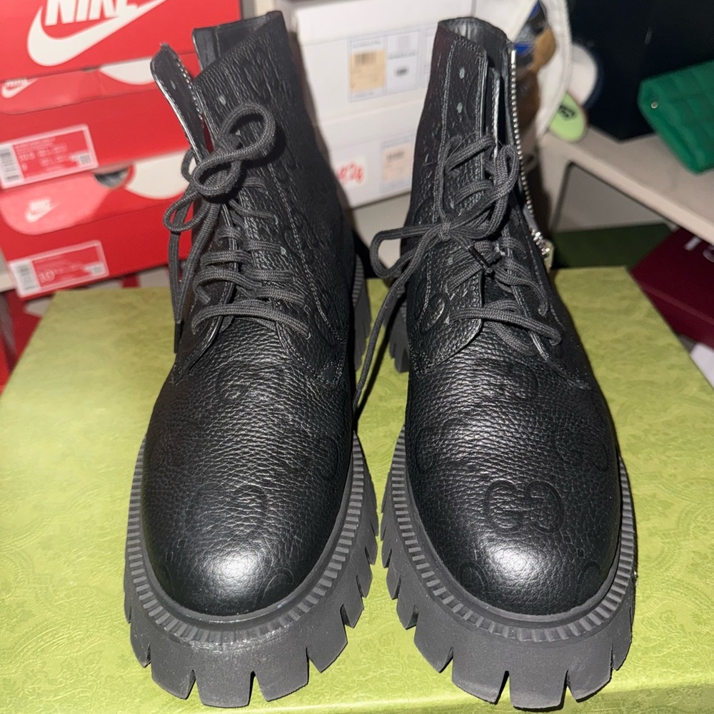 Black Monogram Leather Boots
